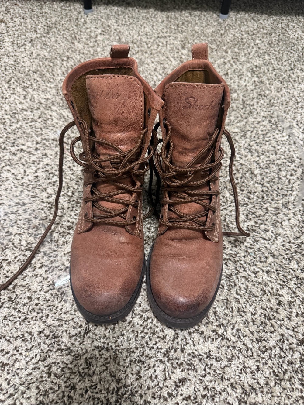 Brown Leather Skechers Boots - Size 7
